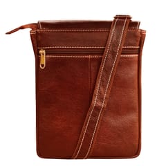 ABYS Genuine Leather Light Brown Sling Bag For Men & Women