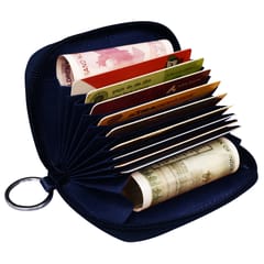 ABYS Genuine Leather Navy Blue Wallet for Men and Women