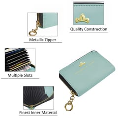 VEGAN Artificial Leather RFID Protected Grey Card Holder-Wallet for Women