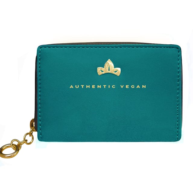 VEGAN Artificial Leather RFID Protected Teal Card Holder-Wallet for Women