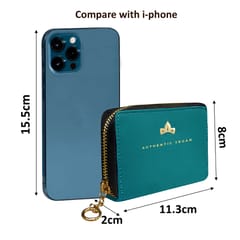 VEGAN Artificial Leather RFID Protected Teal Card Holder-Wallet for Women