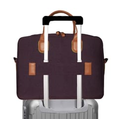 VEGAN Brown Leather & Wine Fabric Laptop Messenger Bag For Women