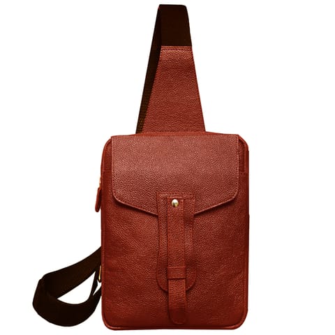 ABYS Genuine Leather Chest Bag for Men & Women (Light Brown)