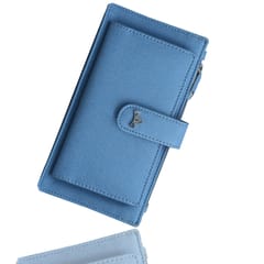 VEGAN Leather Women Sky Blue Clutch/Handbag/Purse/Travel Organiser