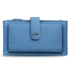 VEGAN Leather Women Sky Blue Clutch/Handbag/Purse/Travel Organiser