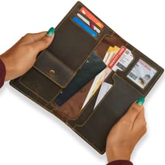 ABYS Hunter Leather Unisex Passport Holder with RFID Protection | Passport Cover | Travel Document Holder for Men & Women