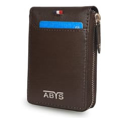 ABYS Genuine Leather Coffee RFID Credit Debit Card Holder Wallet for Men & Women | 11 Card Slots Unisex Pocket Wallet