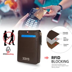 ABYS Genuine Leather Coffee RFID Credit Debit Card Holder Wallet for Men & Women | 11 Card Slots Unisex Pocket Wallet
