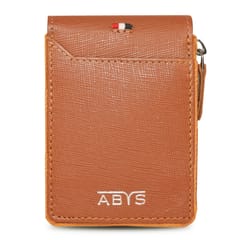 ABYS Genuine Leather Tan RFID Credit Debit Card Holder Wallet for Men & Women | 11 Card Slots Unisex Pocket Wallet