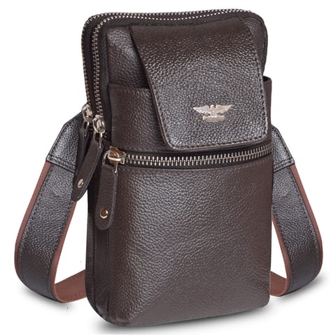 ABYS Genuine Leather Passport Holder for Men & Women - Coffee Brown Vertical Pouch Cum Waist Bag
