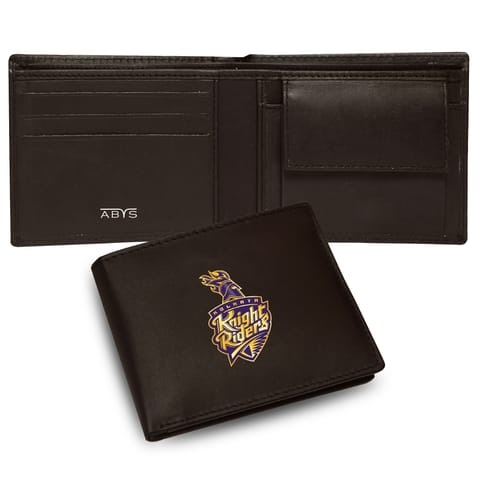 ABYS Genuine Leather RFID Protected Coffee Colour Mens Wallet(KKR Theme)