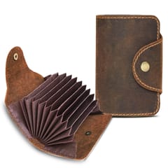ABYS Genuine Leather Card Holder/Wallet for Men and Women | 9 Card Slots | ATM & ID Card Case with Button Closure
