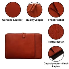 ABYS Genuine Leather Light Bombay Laptop Sleeve for Men and Women