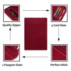 MATSS Leatherette Maroon Color Passport Holder For Men And Women
