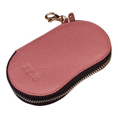 ABYS Genuine Leather Pink Key Holder for Men and Women