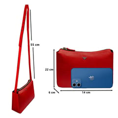 ABYS Genuine Leather Sling Bag for Women[Red]