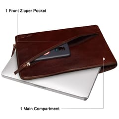 ABYS Genuine Leather Dark Brown Laptop Sleeve for Men and Women
