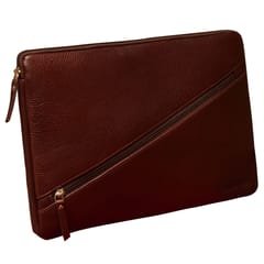 ABYS Genuine Leather Dark Brown Laptop Sleeve for Men and Women