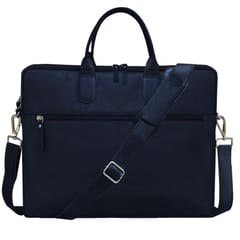 ABYS Genuine Leather 15.6 inch Blue Laptop Messenger Bag For Men And Women