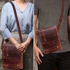 ABYS Genuine Leather Sling Messenger Sholder Cross-Body Bag For Men & Women