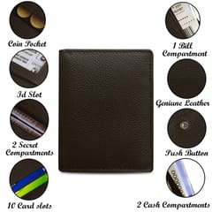 ABYS Genuine Leather RFID Protected Men Coffee Brown Wallet/Purse/Money Bag
