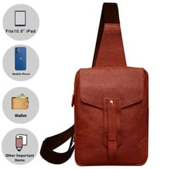 ABYS Genuine Leather Chest Bag for Men & Women (Light Brown)