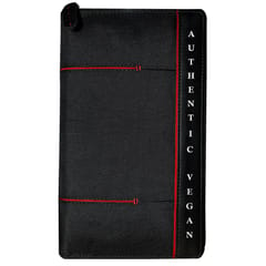 VEGAN Black Fabric & Leather RFID Protected Unisex Passport||Document||Card Holder Wallet