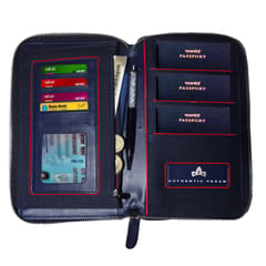 VEGAN Blue Fabric & Leather RFID Protected Unisex Passport||Document||Card Holder Wallet