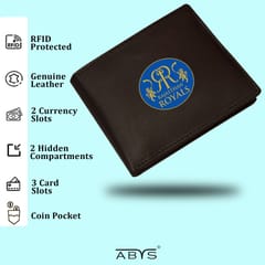 ABYS Genuine Leather RFID Protected Coffee Colour Mens Wallet(RR Theme)