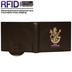 ABYS Genuine Leather RFID Protected Coffee Colour Mens Wallet(RCB Theme)