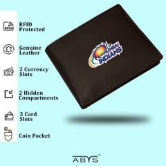 ABYS Genuine Leather RFID Protected Coffee Colour Mens Wallet(MI Theme)
