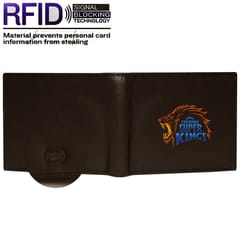 ABYS Genuine Leather RFID Protected Coffee Colour Mens Wallet(CSK Theme)