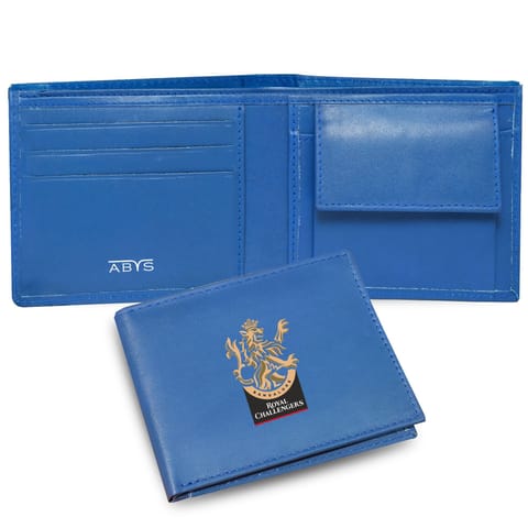 ABYS Genuine Leather RFID Protected Blue Colour Mens Wallet(RCB Theme)