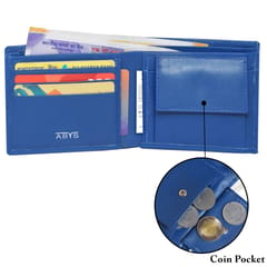 ABYS Genuine Leather RFID Protected Blue Colour Mens Wallet(RCB Theme)