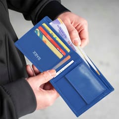ABYS Genuine Leather RFID Protected Blue Colour Mens Wallet(MI Theme)
