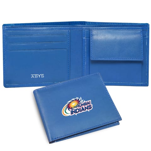 ABYS Genuine Leather RFID Protected Blue Colour Mens Wallet(MI Theme)