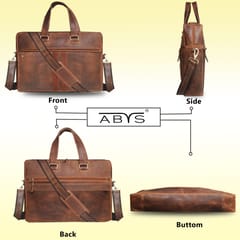 ABYS Genuine Hunter Leather Tan Laptop | Messenger | Briefcase | Portfolio | Office | Travel Bag For Men & Women
