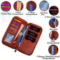 ABYS Genuine Leather Passport Wallet||Chequebook Case||Travel Wallet for Women