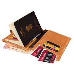 ABYS Genuine Leather Tan Unisex Passport Wallet||Card Holder||Passport Cover with Button Closure