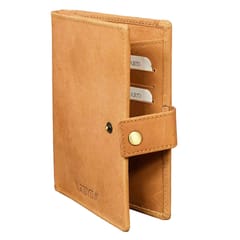 ABYS Genuine Leather Tan Unisex Passport Wallet||Card Holder||Passport Cover with Button Closure