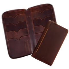 ABYS Genuine Leather Family Passport Holder for 8 Passports| RFID Blocking Passport and Card Holder | Travel Organizer for Men and Women(Wine Brown)