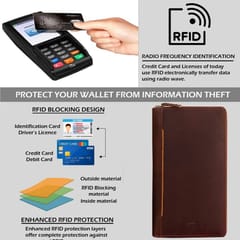 ABYS Genuine Leather Family Passport Holder for 8 Passports| RFID Blocking Passport and Card Holder | Travel Organizer for Men and Women(Wine Brown)