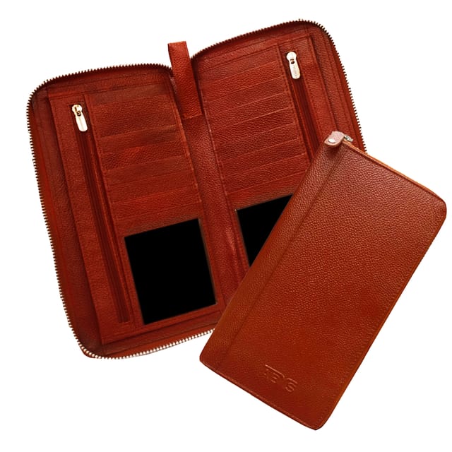 ABYS Genuine Leather RFID Protected Bombay Brown Document||Passport||Credit,Debit,ATM Card Holder||Cheque Book||Passbook Holder for Men and Women