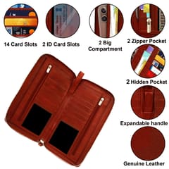 ABYS Genuine Leather RFID Protected Bombay Brown Document||Passport||Credit,Debit,ATM Card Holder||Cheque Book||Passbook Holder for Men and Women