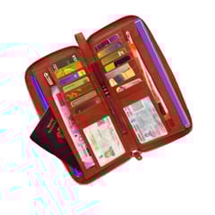 ABYS Genuine Leather RFID Protected Bombay Brown Document||Passport||Credit,Debit,ATM Card Holder||Cheque Book||Passbook Holder for Men and Women