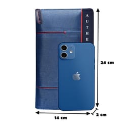 VEGAN Leather and Blue Fabric Unisex RFID Protected Passport Cover with Passport Holder