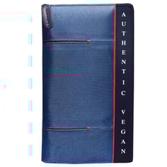 VEGAN Leather and Blue Fabric Unisex RFID Protected Passport Cover with Passport Holder