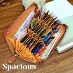 ABYS Genuine Leather 27 Slots Card Holder(Tan Hunter)