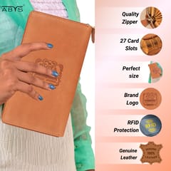 ABYS Genuine Leather 27 Slots Card Holder(Tan Hunter)