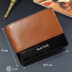MATSS RFID Protected Tan-Black Original Leather Wallet For Men